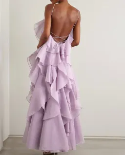 Aje Pandorea Layered Maxi Dress Purple Size 8 for rent on The Volte - image 2