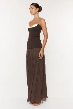 She is Olla Nicolette Maxi Dress Espresso Size 8  for rent on The Volte - image 3