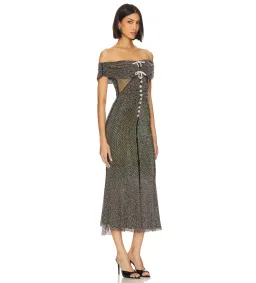 Self Portrait Diamante Midi Dress Black Size AU 8 for rent on The Volte - image 2