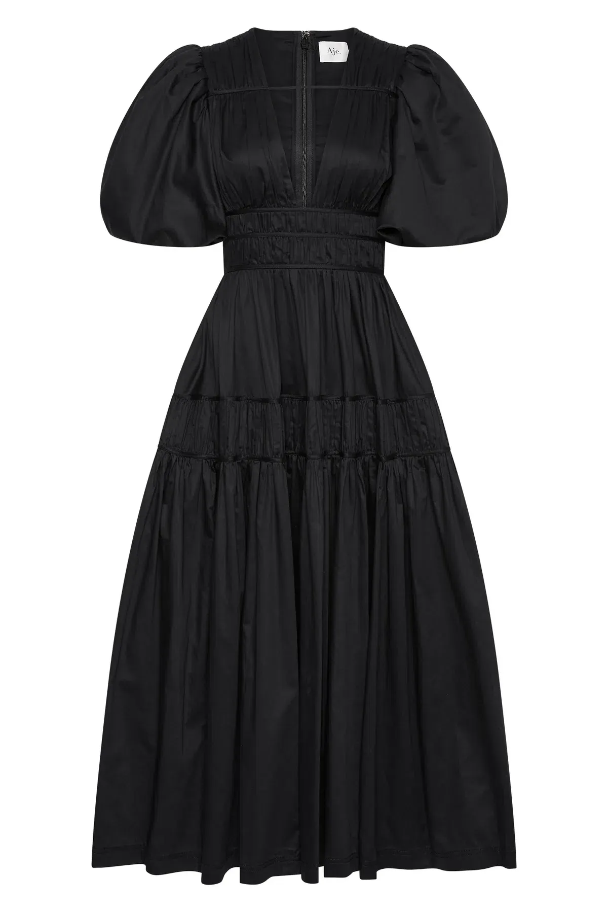 Aje Fallingwater Ruched Midi Dress Black Size 8 - Image 4