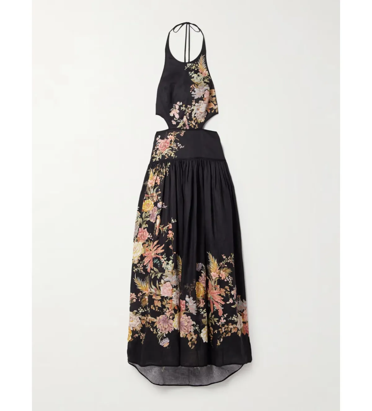 Zimmermann Tallow Halter Midi Dress Black Multi Floral Size 1/10 - Image 3