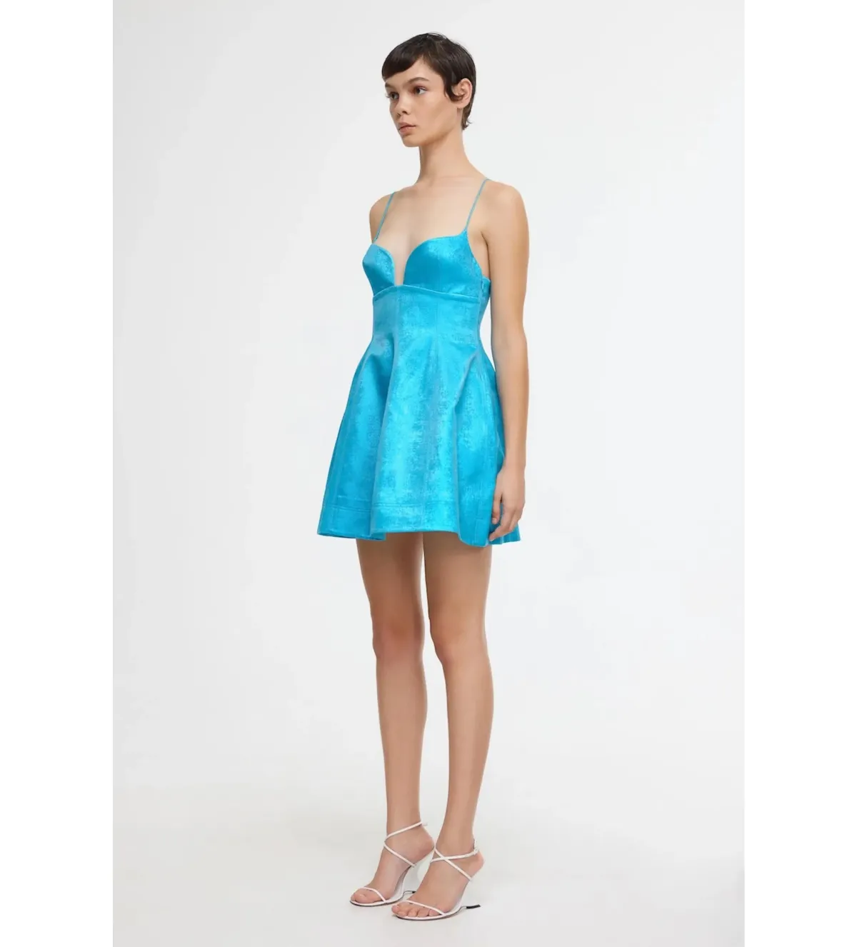 Acler Mornington Mini Dress Cyan Metallic Size AU 6 - Image 2