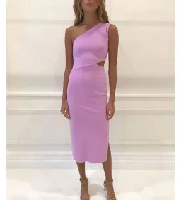 Bec + Bridge Alessandra Asymmetrical Midi Dress Dark Lilac Size 6 for rent on The Volte - image 1
