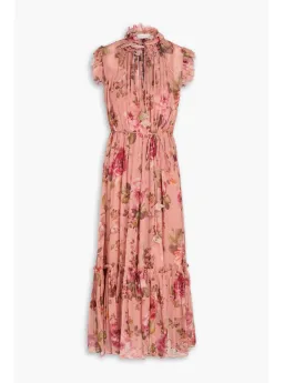Zimmermann Luminosity Flutter Midi Dress in Dusty Pink Floral Size 1 AU 10 for rent on The Volte - image 3