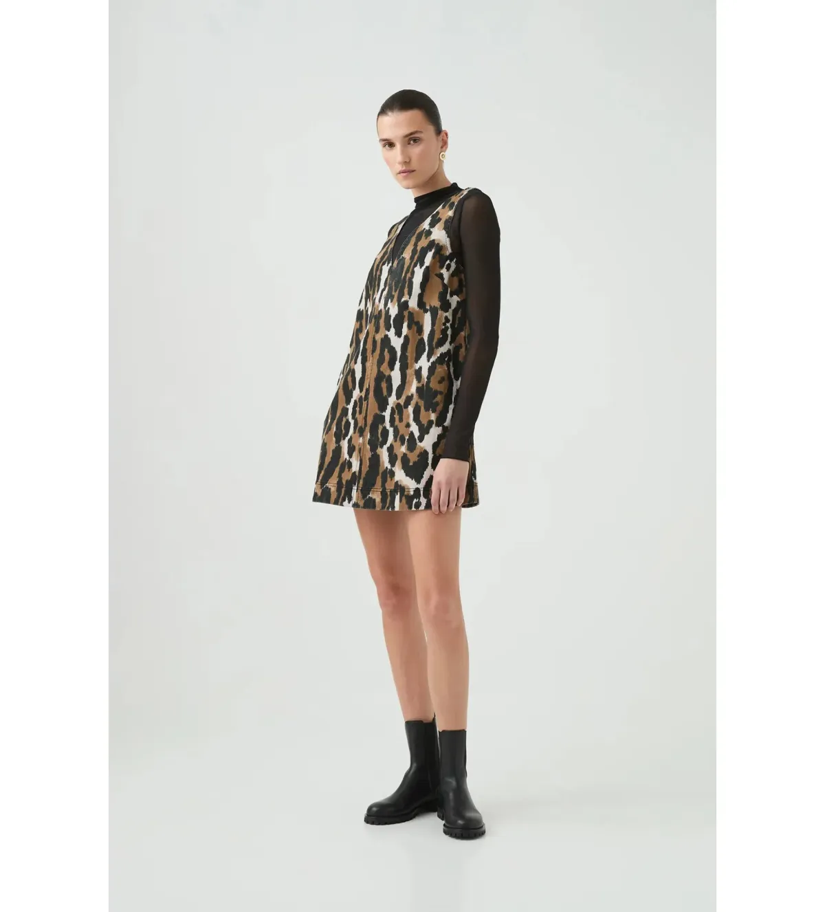 Aje Sienna Mini Dress Animal Print Size 6/XS - Image 3