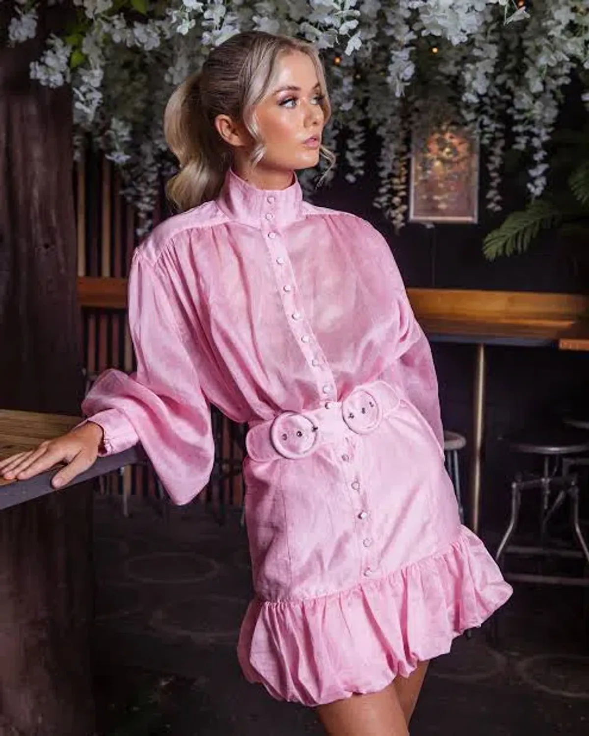 Mackenzie Mode Seeing Stars Mini Dress Pink Size AU 8 - Image 1