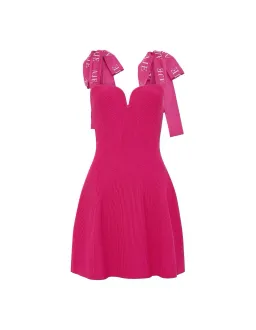 Aje Amber Knit Tie Shoulder Mini Dress Fuchsia Pink Size S AU 8 for rent on The Volte - image 6
