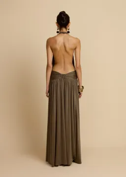 Arcina Ori Santina Maxi Dress Earthy Neutral Khaki Size S  for rent on The Volte - image 6
