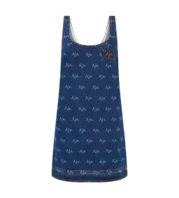 Aje Ratio Logo Denim Mini Dress Blue Print Size AU 6 for rent on The Volte - image 5
