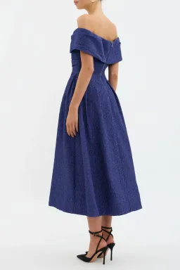 Rebecca Vallance Helene Off Shoulder Midi Dress Blue Size 10 for rent on The Volte - image 2