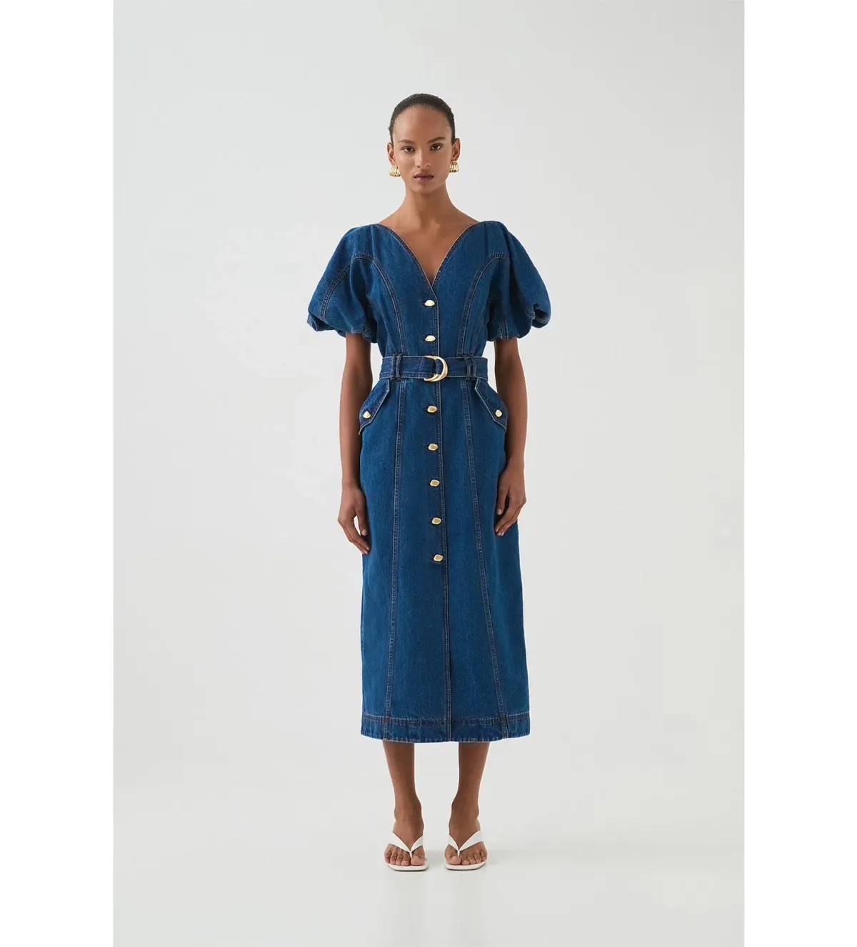 Aje Harper Denim Midi Dress Blue Size 8/S - Image 1