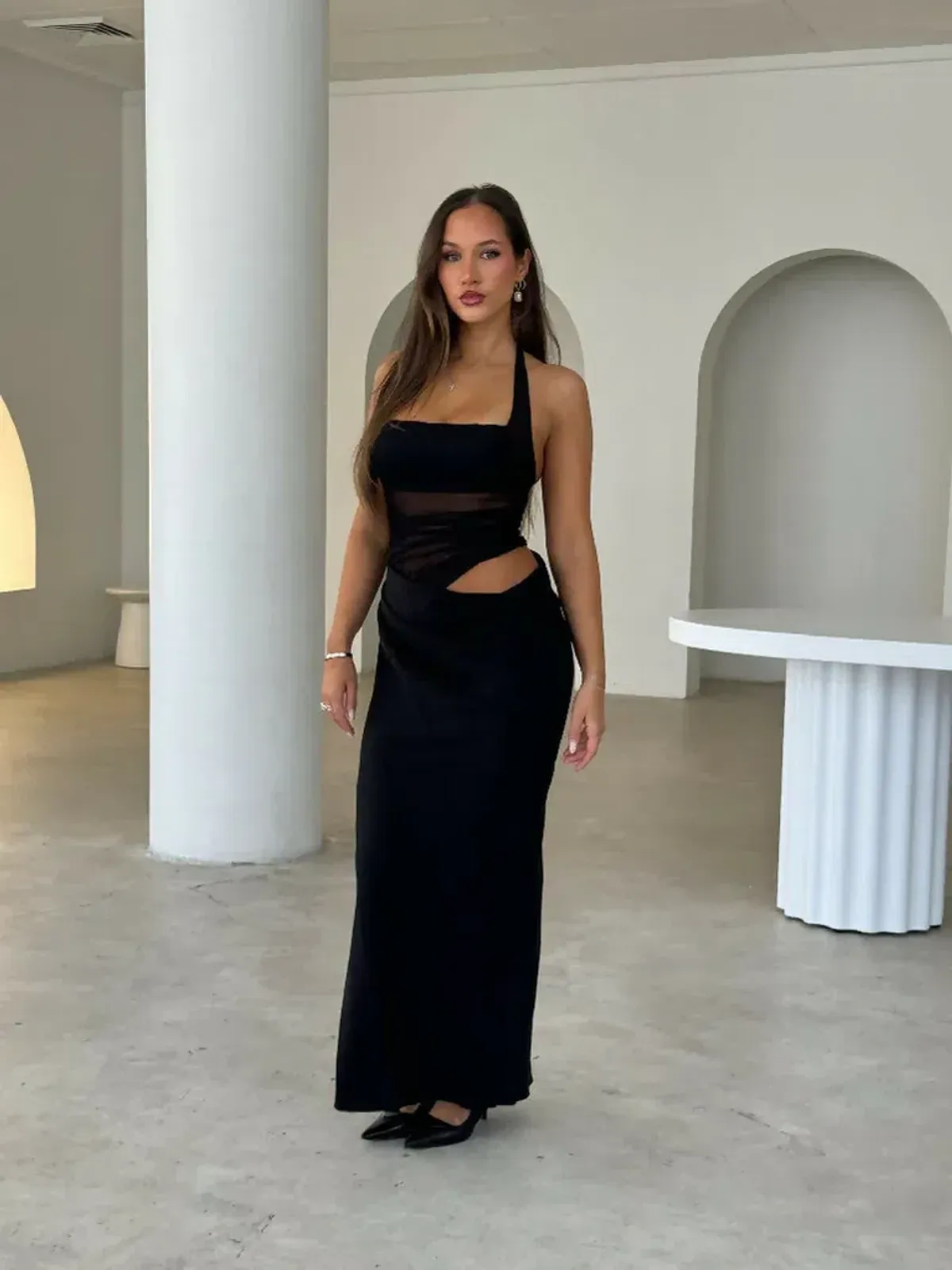 Benni Gina Halter Dress in Black Size 8 - Image 2