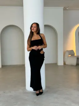 Benni Gina Halter Dress in Black Size 8 for rent on The Volte - image 1