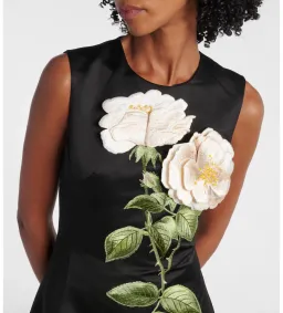 Leo Lin Cleo Midi Black Embellished White Rose Print Size 8 for rent on The Volte - image 2