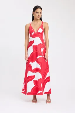 Kookai Zani Maxi Dress in Red White Size 8 for rent on The Volte - image 1