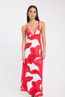 Kookai Zani Maxi Dress in Red White Size 8 for rent on The Volte - image 2