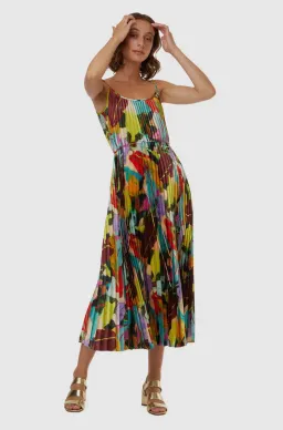 Gorman  Broad Leaf Pleated Midi Dress Multi Size 10 for rent on The Volte - image 3