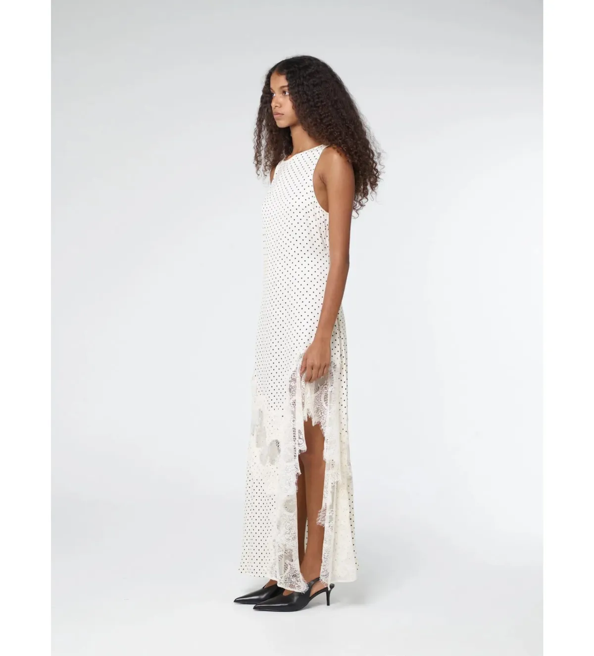 Third Form Visions Lace Frill Maxi Dress Cream Polka Dot Size AU 8 - Image 2