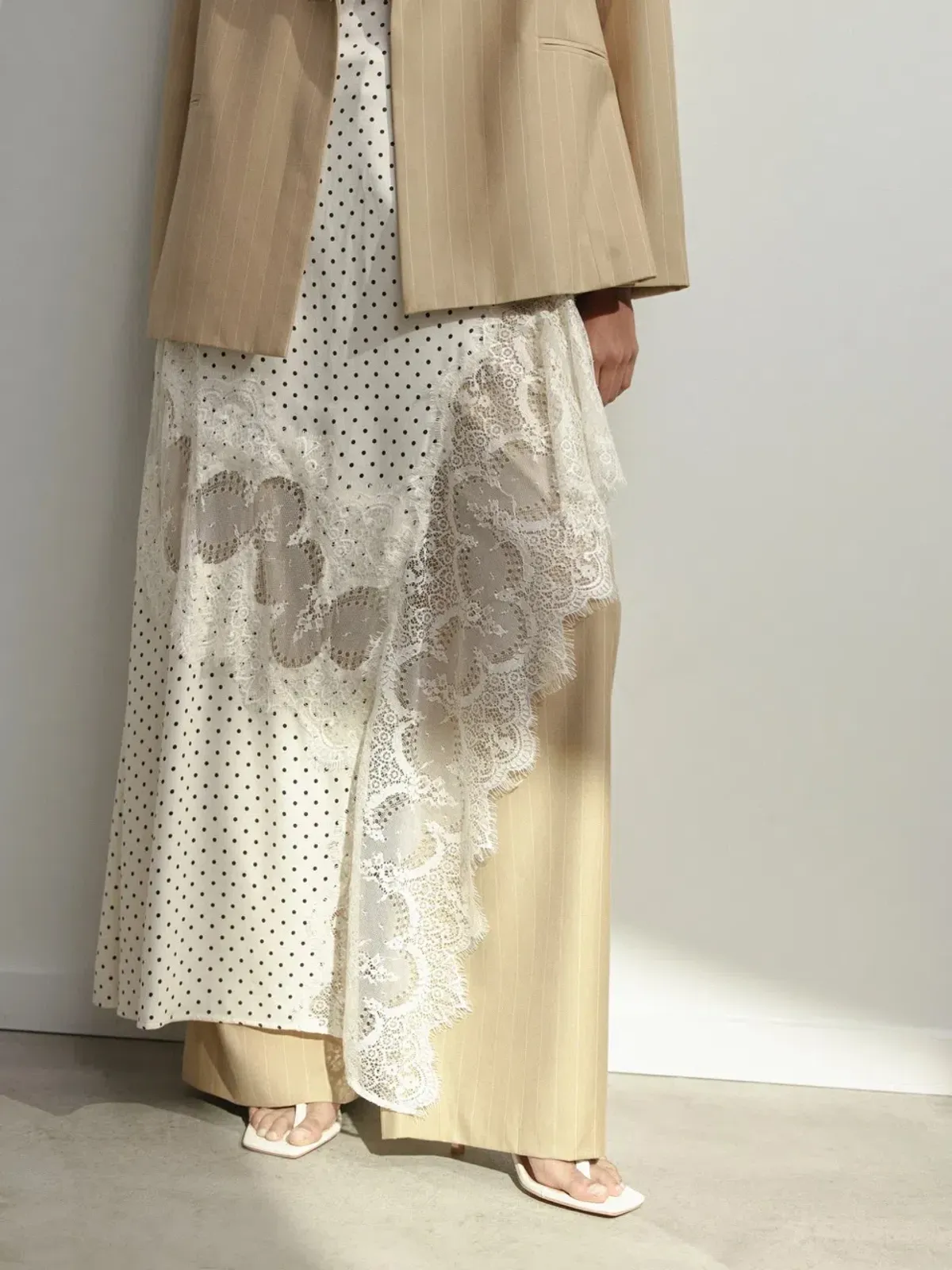 Third Form Visions Lace Frill Dress Cream Polka Dot Size AU 12  - Image 5