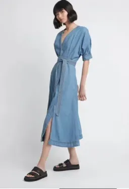 AJE Ennoble Midi Dress Blue Denim Size AU 10 for rent on The Volte - image 2