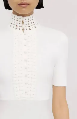 Scanlan Theodore Crepe Knit Daisy Soft Midi Dress in Ivory Cream Size L AU 12 for rent on The Volte - image 2