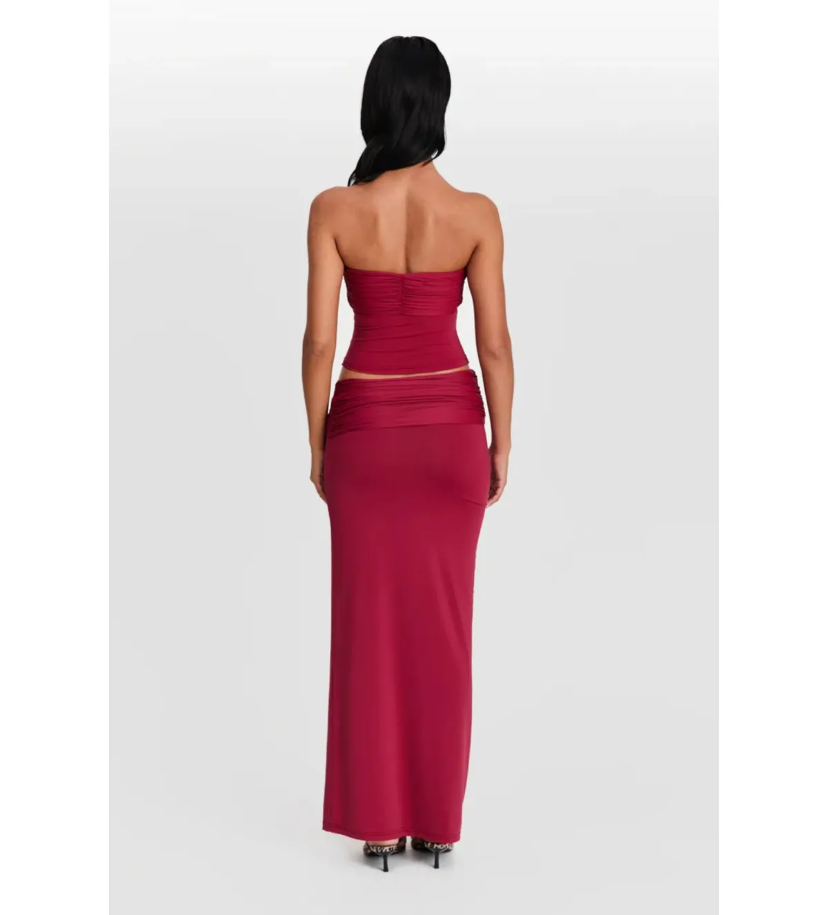 Sasha Therese Naya Top and Mila Maxi Skirt Set Cherry Red Size M AU 10 - Image 3