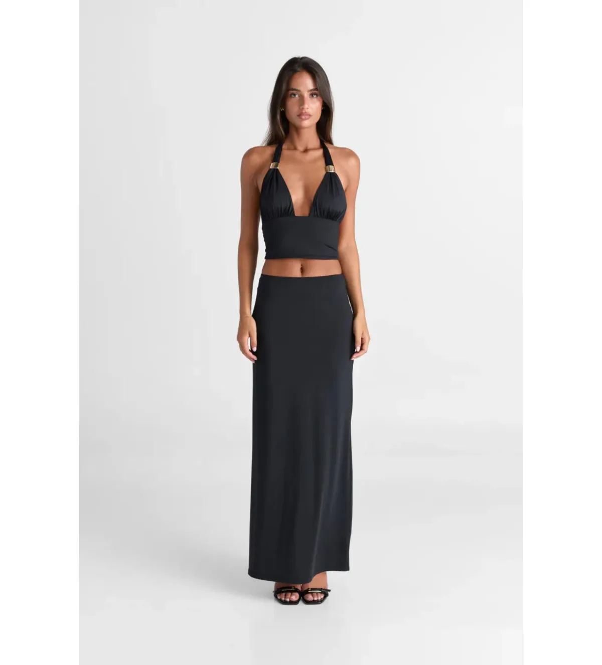 Sasha Therese Cleo Top and Maxi Skirt Set Black Size XS AU 6 - Image 1