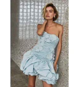 AJE Splendour Mini Dress In Silver Blue Size 8 for rent on The Volte - image 2