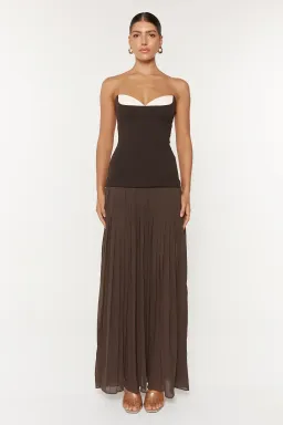 She Is Olla Espresso Nicolette Midi Dress in Brown Size 6 for rent on The Volte - image 1