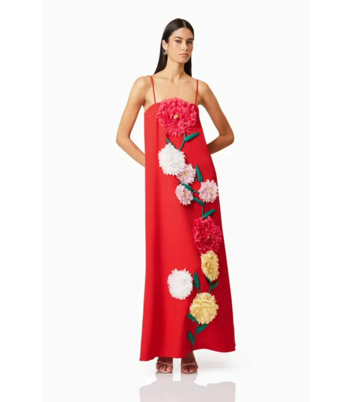 Elliatt Buttercup Embroided Maxi Dress Red Size AU 10 - Image 3