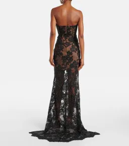 Self Portrait Embellished Sheer Lace Maxi Dress Black Size 12 for rent on The Volte - image 3