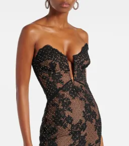 Self Portrait Embellished Sheer Lace Maxi Dress Black Size 10 for rent on The Volte - image 2