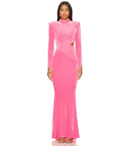 Zhivago Message to Love Maxi Gown Neon Pink Velvet Size AU 6  for rent on The Volte - image 1