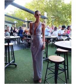 Misha Alusia Sequin Dress Silver Size 6/XS for rent on The Volte - image 3