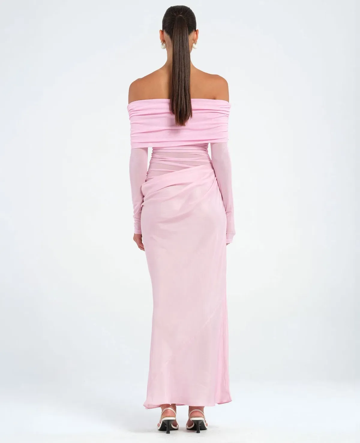 Benni Yasmin off the Shoulder Maxi Dress in Baby Pink Size 6 - Image 3