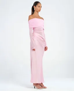 Benni Yasmin Off Shoulder Maxi Dress in Baby Pink Size 10 for rent on The Volte - image 2