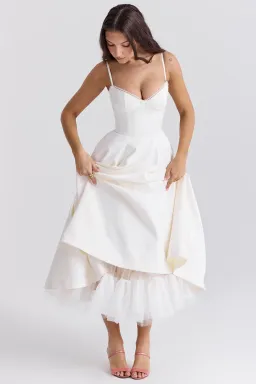 House of CB Mademoiselle White Tull Midi Dress Size AU 6 for rent on The Volte - image 3