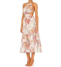 Zimmermann The Pattie Asymmetric Dress in Cream Floral Size 4 Au 12-14 for rent on The Volte - image 1