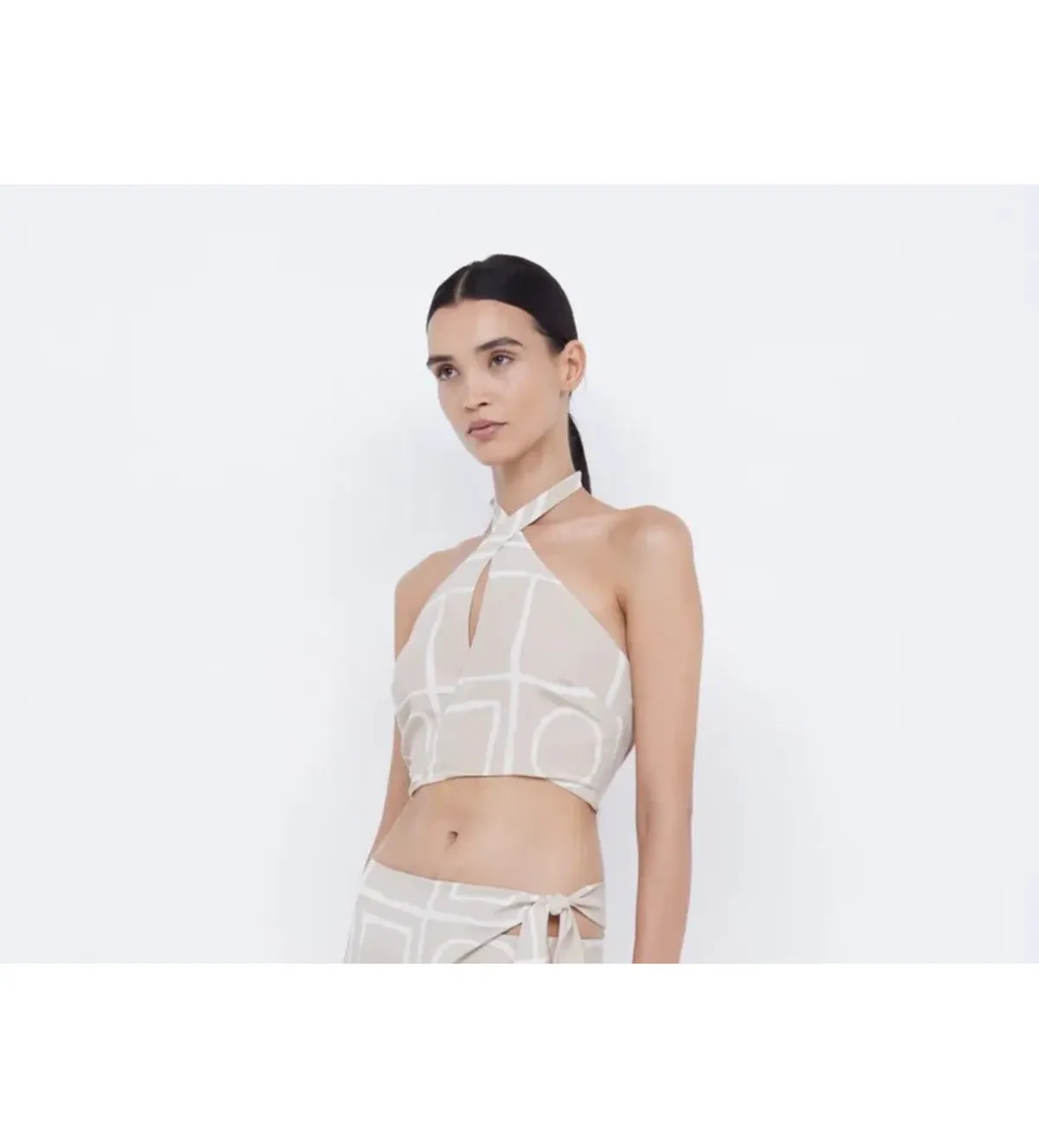 Bec and Bridge Salma Halter Crop Top and Wrap Mini Skirt Set Checkers Size AU 6 - Image 3