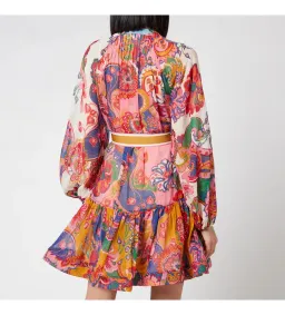  Zimmermann The Lovestruck Georgette Mini Dress in Mixed Paisley Size AU 14 for rent on The Volte - image 2