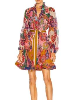  Zimmermann The Lovestruck Georgette Mini Dress in Mixed Paisley Size AU 14 for rent on The Volte - image 1