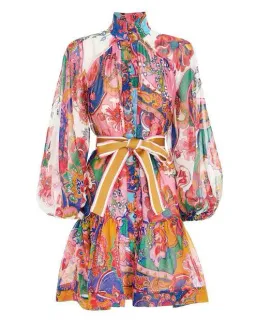  Zimmermann The Lovestruck Georgette Mini Dress in Mixed Paisley Size AU 14 for rent on The Volte - image 3