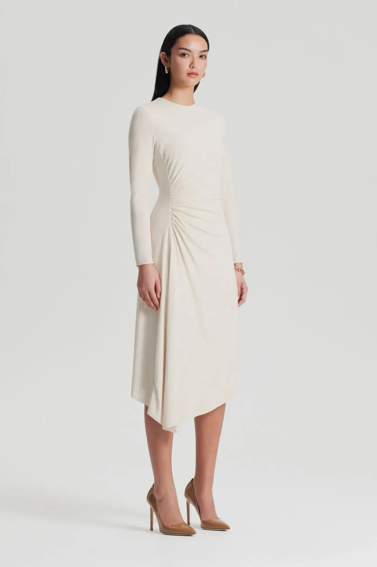 Scanlan Theodore Draped Tinsel Midi Vanilla Size 10 - Image 1