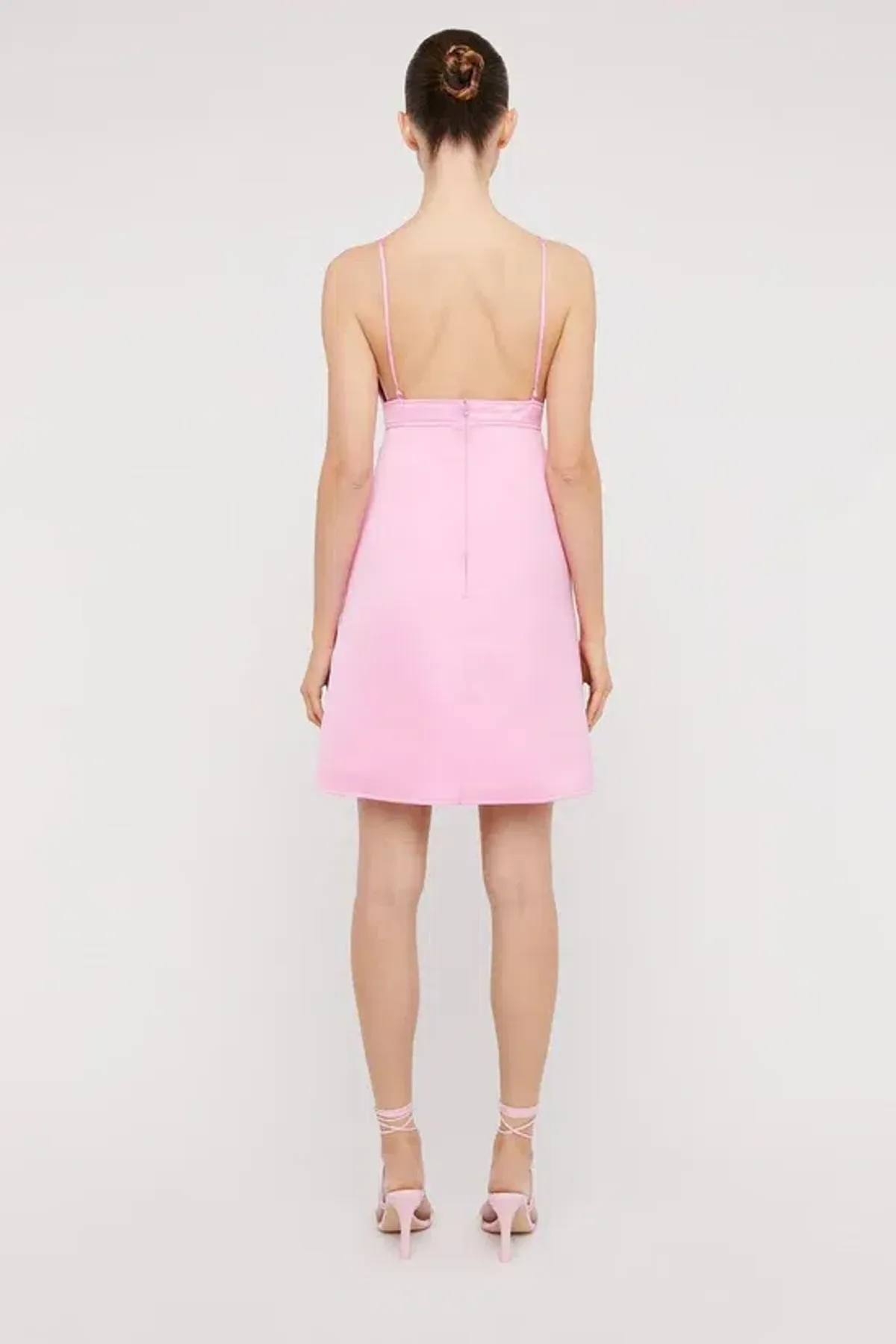 Scanlan Theodore The Satin Shoestring Mini Dress in Pink Size 8 - Image 3
