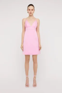Scanlan Theodore The Satin Shoestring Mini Dress in Pink Size 8 for rent on The Volte - image 1
