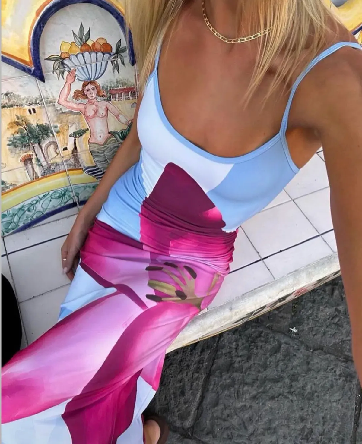 With Harper Lu Slip Sky Maxi Dress Sky Lily Size 6 - Image 2