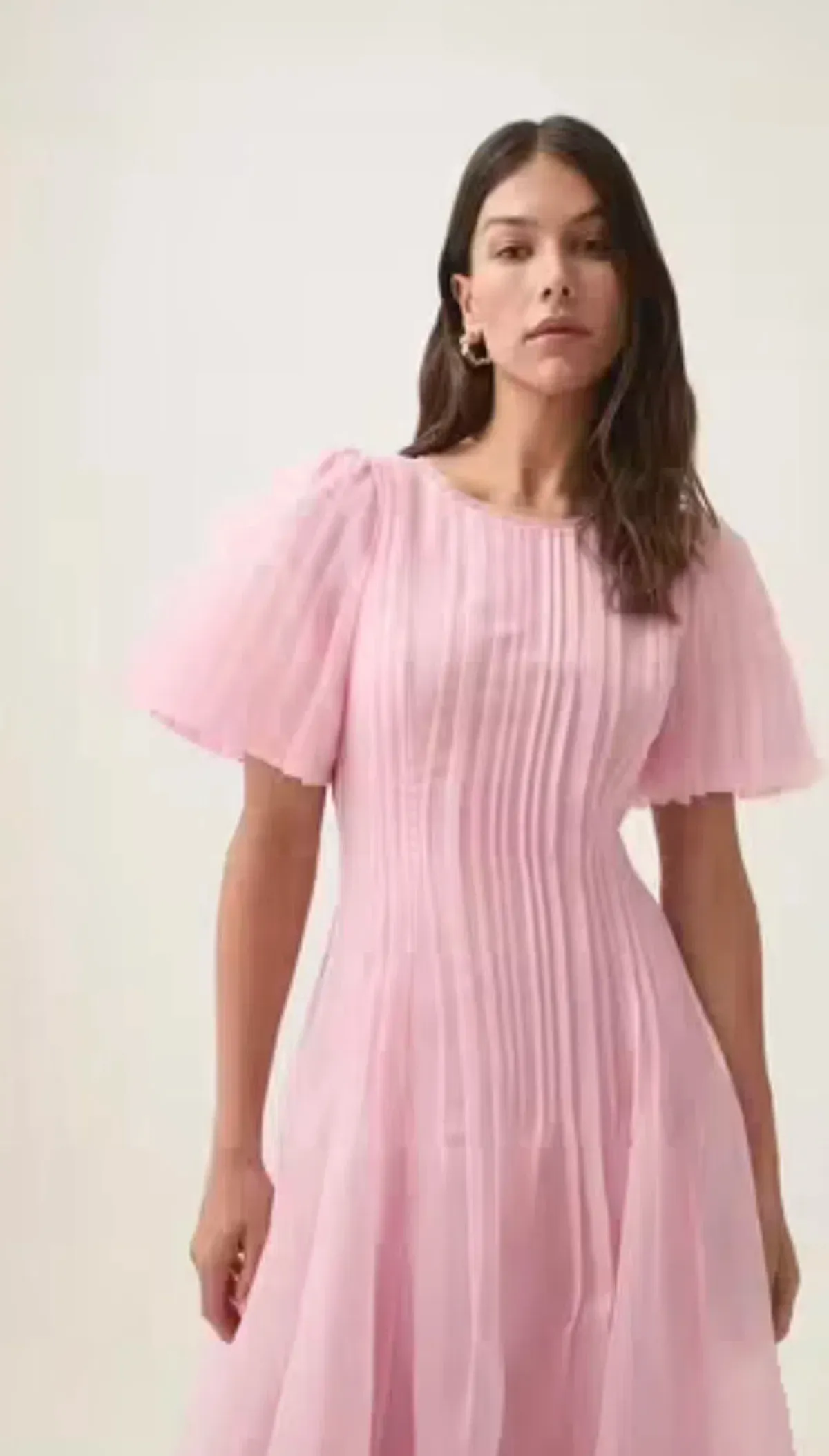 Aje Nova Pleated Dress Chalk Pink Size 4 - Image 2