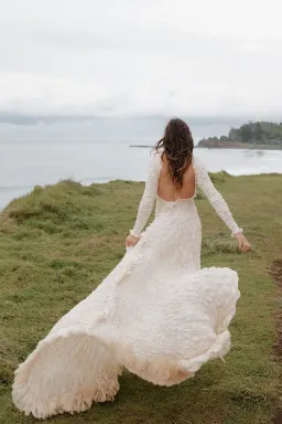 About Phaedra Pisces Gown Silk Maxi Natural Ivory Peach Size 8 for rent on The Volte - image 4