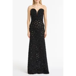 Carla Zampatti Black Lurex Encrusted Sheer Gown Size 12 for rent on The Volte - image 1