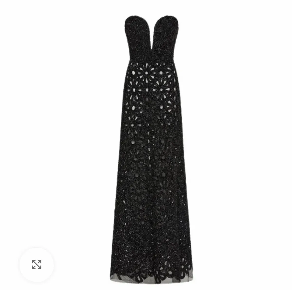 Carla Zampatti Black Lurex Encrusted Sheer Gown Size 12 - Image 4